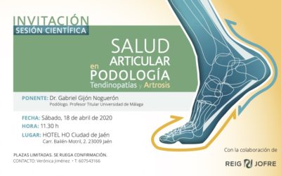 Invitación Sesión Científica. Salud Articular en Podología, Tendinopatías y Artrosis. Jaén.
